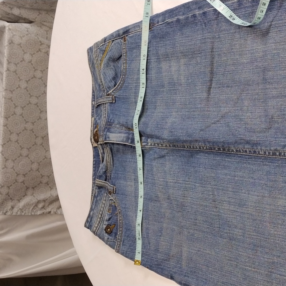 Vintage Denim Skirt Blue Jean Maxi Lei Ultra Lowrise - Picture 7 of 8